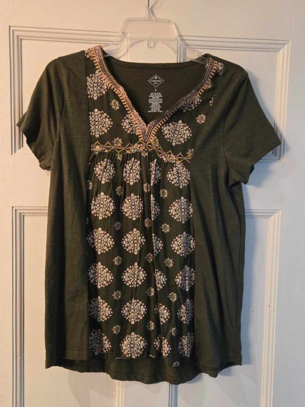 ST JOHN'S BAY GREEN 100% COTTON TOP Women's size S
